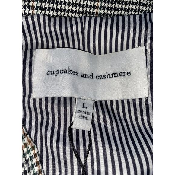 Cupcakes & Cashmere Blazer Multi Houndstooth Check Plaid Jacket Size Large NWT - Picture 5 of 11